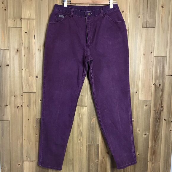 Vintage Wrangler Womens High Waisted Burgundy Plum “Mom” Jeans Size 16 (31/31) - Picture 2 of 16